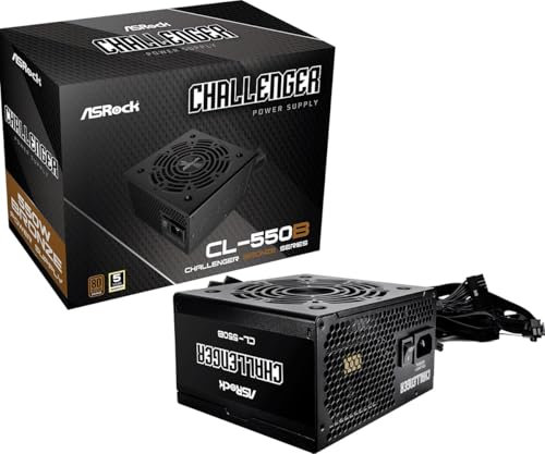 Fonte di alimentazione ASROCK CL-550B, PSU,550W, 80 Plus Bronze,120MM,Active PFC,PCI-E (6+2 Pin) x4, SATA (5 Pin) x4