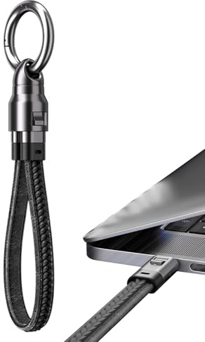 Black 6x16.5x1.4cm Zinc Alloy Keychain USB C Charger Cable Fast Charging Cord Keyrings PD3.1 240W Fast Charging Cable Keychain Lightweight Type-C Double Interface For Business Trip, Gym, Outdoor
