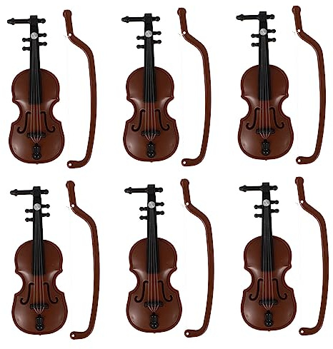 GARVALON 6stücke Mini Violine Dekoration Realistische Miniatur Geige Für Puppenhaus Hochwertiges Kunststoffmaterial Für DIY Projekte Vivid Design Für Dekorative Akzente