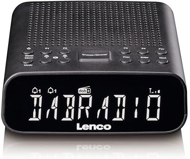Lenco CR-606BK - Radio Despertador Compacto con Dab+/FM, Bluetooth® 5.3, Pantalla LCD Regulable, Alarma Dual, función de repetición, Puerto de Carga USB y Temporizador de sueño, Color Negro
