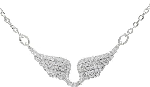 SBHXTDM HJMMWT Sterling Silber Flügel glänzende Zirkonflügel - zarte Engelsflügel Halskette Anhänger, Engel Halsketten für Frauen Geburtstag Valentine Geschenke
