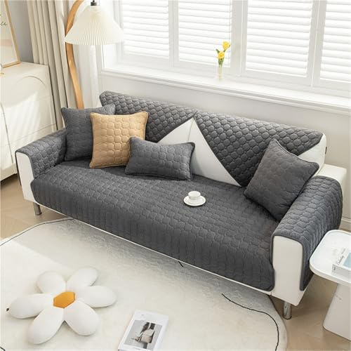 Gleedipre Gesteppte Sofamatte Anti-Rutsch Kord-Stoff Sofaschoner Bezug Minimalistisch und modern Bezug for Sitzkissen Möbel Protektor(Dunkelgrau,70x210cm)