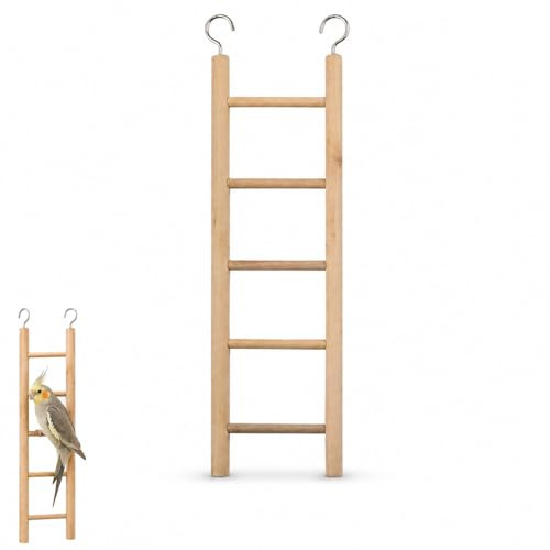 ApexPine 3-Level Wooden Bird Ladder, Hanging Climbing Perch for Bird Cages