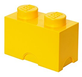 LEGO Aufbewahrungsstein, 2 Noppen, Stapelbare Aufbewahrungsbox, 2,6 l, gelb
