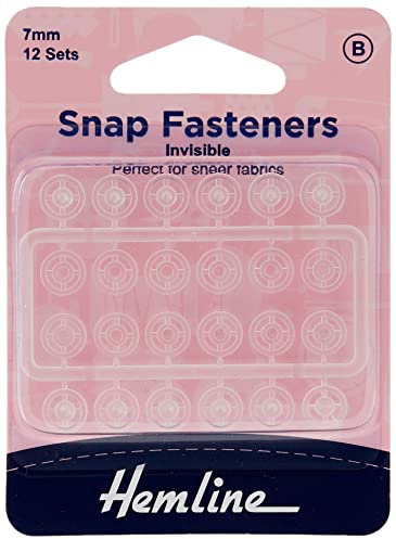 Hemline Druckknöpfe, Nylon (unsichtbar), 7 mm, 12 Sets