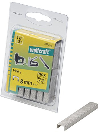 wolfcraft 7030000 Breitrückenklammern INOX Typ 053, grau, 8 mm, 1400 Stück