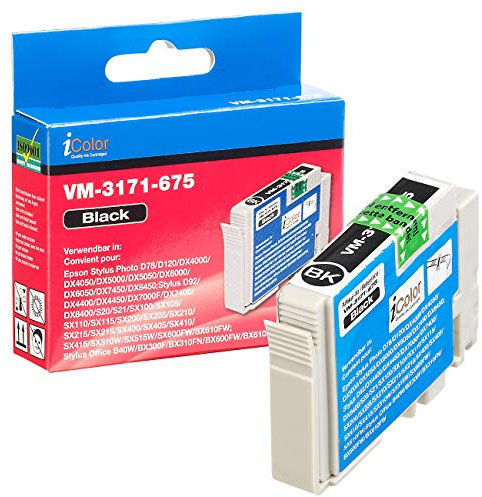 iColor Stylus Sx 218, Epson: Patrone kompatibel mit Epson (ersetzt T0711), Black, kompatibel mit z.B.: Stylus DX 4050 (Dx 4450, Sx 415, kompatible Tintenpatronen Tintenstrahldrucker)