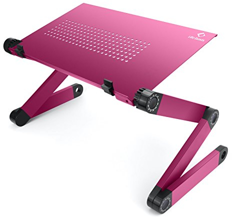 LifeBasis Laptop Ständer Klappbar für Notebook Vollig Anpassungsfähig Notebook Stand Aluminiumlegierung Tragbares Bett Frühstück Tablett Buch Ständer für Laptop bis zu 17 inch, Rosa MEHRWEG