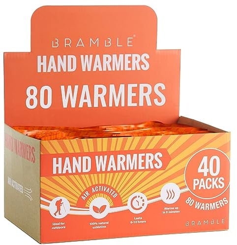 Bramble 40 Paar Einmal Handwärmer für Handschuhe (8h Wärme unterwegs) - 100% Natürliche Taschenwärmer - Wärmepads Wärmekissen für Hände