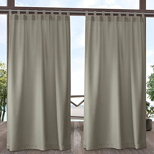 Exclusive Home Cabana Solide Innen-/Außen-Lichtdurchlässige Klettverschluss-Tab-Top-Vorhangpaneele, 137 cm x 305 cm, Taupe