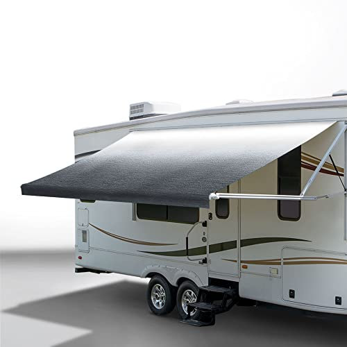 RecPro RV Awning Fabric 18 Foot Camper Awning | Gray | Width Size Options | 8' (96) Length RV Awning Replacement | Heat-Sealed | 3/16” Diameter Beading Cord | Premium Vinyl (18 Feet)
