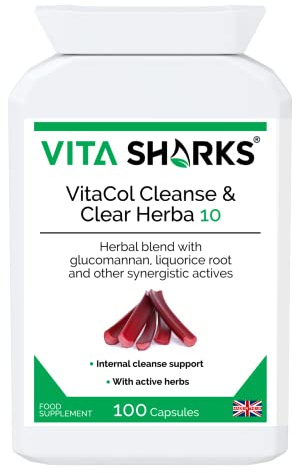 VitaCol Cleanse & Clear Herba 10 | Natural Stool Softening Vegan Colon Detoxifying & Bowel Cleansing Formula. 10 Kosher, Herbal Ingredients for Faecal Regularity & Relieve Constipation