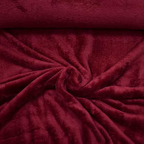 MAGAM-Stoffe Paula Fleece Stoff Uni Antipilling Meterware 50cm (06. Dunkelrot)