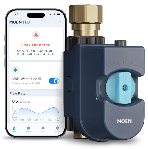 Moen Flo Shutoff, Automatic Water Leak Detector & Shutoff, 1