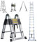 Aluminium Teleskopleiter 5m 2.5m+2.5m klappbar Multifunktionsleiter Aluleiter Klappleiter 150 kg Belastbarkeit (16.4ft klappbar)