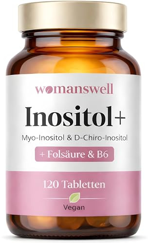 Inositol Kapseln (120 Stück) aus 5% D-Chiro-Inositol (DCI) und 95% Myo-Inositol – mit hochdosierten Inositol inkl. 1,4mg Vitamin B6 und Vitamin B9 (200μg Folsäure)