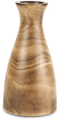 AeraVida Vase für Blumen aus Holz, Mangobaum, Flaschenform, 20,3 cm, Braun