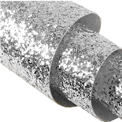 DHHOUSE Silberne Glitzertapete, zum Abziehen und Aufkleben, Glitzertapete für Wände