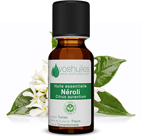 Voshuiles - Huile Essentielle Néroli - 2ml - 100% Pure et Naturelle - HEBBD - Utilisation en Massage dans Huile Végétale - Parfum Très Aromatique - Traçabilité et Qualité - Entreprise Française