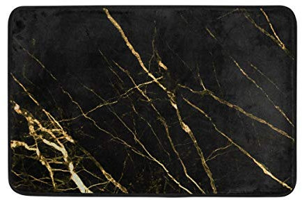 Doormat Black Marble Gold Texture Area Rug for Bedroom Front Door Bathroom Rug Bath Mat Kitchen Home Decors 40x60 cm