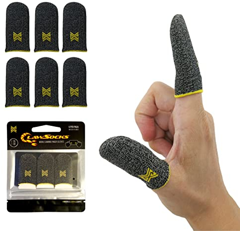 MGC ClawSocks Lot de 6 manchons argentés pour doigts et pouces pour joueur, protecteur/stabilisateur/soutien de compression, respirants. Combat la transpiration et l'huile pour un meilleur jeu