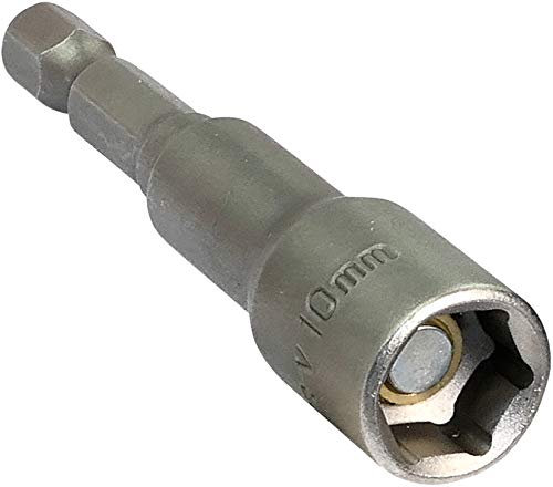 AERZETIX - C45863 - Douille/Porte-Embout 1/4'' 10mm - Pointe Magnétique/Aimantée à Empreinte 6 Pans - pour Vis Autoperceuse à Tête Hexagonale - Adaptateur/Monobloc/Outillage de Vissage - en CR-V