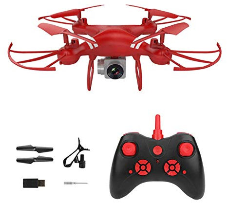 Drohne 4K Echtzeit-Übertragung, WiFi, RC-Drohne mit Drohne, faltbar, Kamera 4K UHD (rot)