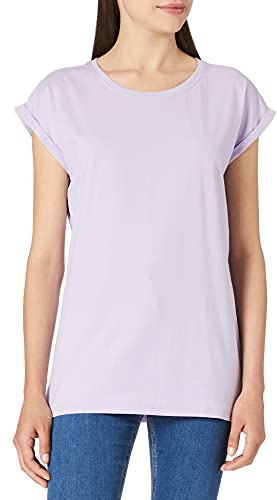 Build Your Brand Damen T-Shirt Ladies Extended Shoulder Tee, lang geschnittenes T-Shirt für Frauen, Baumwolle, Lilac, XXL