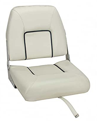 ESM Klappsitz Schwerin, Bootssitz, Bootsstuhl, Steuerstuhl, Sitz für Boot Farbe cremeweiss dunkelblau