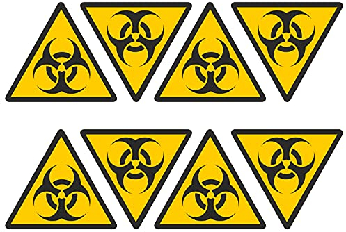 Pubblimania Biohazard 8 Aufkleber mit Danger Dreiecke, bedruckt, langlebig, für den Innen- und Außenbereich, 9,5 x 8,5 cm (Biohazard 8)