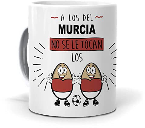mundohuevo Tazas para los Aficionados del Murcia | A los del Murcia no se le tocan los …| Mensaje para Aficionados | Taza de Té, Café o Infusiones | Frase Divertida Pimentoneros | Cerámica 350 ML