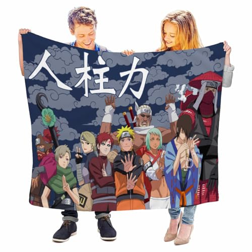 Just Funky Naruto-Decke, superweiches und strapazierfähiges Naruto-Shippuden-Fleece für Bett und Sofa, 114,4 x 152,4 cm, Zeigen Sie Ihren Ninja-Stolz mit 9 Schwanztierwesen, offizielles Lizenzprodukt
