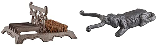 Fallen Fruits LH219 Boot Brush & Scraper, Brown & Dog Boot Jack