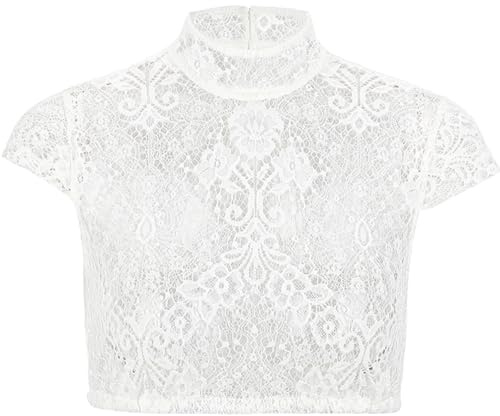 Kelliar Dirndl Bluse Damen, Dirndlbluse Hochgeschlossen Spitze Trachtenbluse Dirndlbluse Ärmellos Dirndlblusen Transparent Elegant Klassisch Kostüm Trachtenbluse für Bluse Oktoberfest Damen, Größe 46