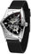 FORSINING Herren-Armbanduhr, wasserdicht, dreieckig, mechanisch, mit Silikonband, silberfarben / schwarz, Riemen, AH751
