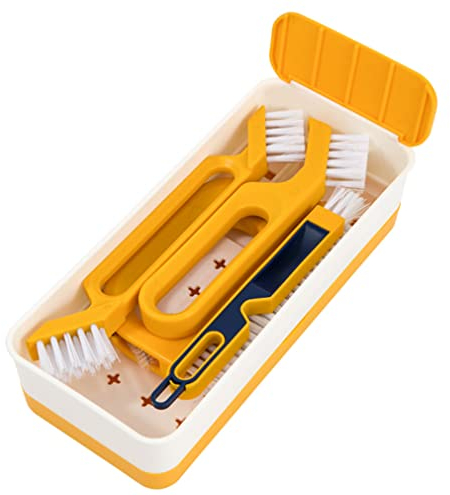 siismi 7 en1 Brosse de Nettoyage pour Carrelage, Brosse pour Joints de Carrelage, Brosse de Nettoyage pour fenêtre, pour Cuisine Et Le Ménage(Jaune)
