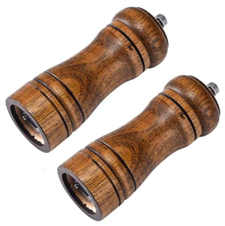 NEHHDC Pepper Grinder Salt Grinder Pepper Mill 2pcs Wooden Pepper Mill,Pepper Grinder Kit,Manual Mills Salt And Pepper Grinder Set Salt and Pepper Grinder (Blue : Bruin, Size : 14 * 5cm)