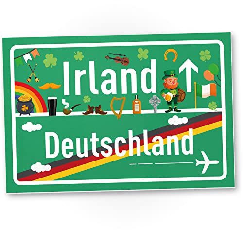 DankeDir! Irland Deutschland Ortsschild - Schild 30 x 20 cm - Geschenk Idee Gutschein Reise Urlaub Reisegutschein Männer & Frauen Geldgeschenk Abschiedskarte Geschenkidee Deko Karte