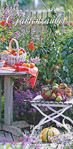 Gartenzauber 2024 - Streifenplaner 22 x 45 cm - Wandplaner mit 3 Spalten - viel Platz für Notizen - Gartenkalender - Gärten und Parks - Naturkalender