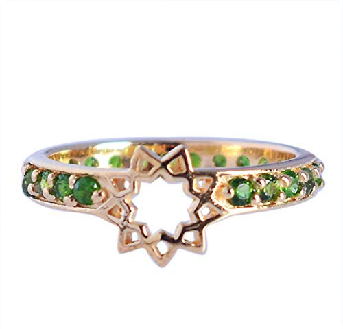Chrom-Diopsid Edelstein 925 Sterlingsilber vergoldet stapelbar Ring in Pavé-Fassung feiner Schmuck, Edelstein Silber, Diopsid