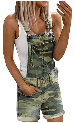 Susenstone Soldes Combinaison en Jean Femme ÉTé sans Manches Salopette, Taille Haute Combishort Jean Short Pas Cher Pantalon Baggy Short Jumpsuit