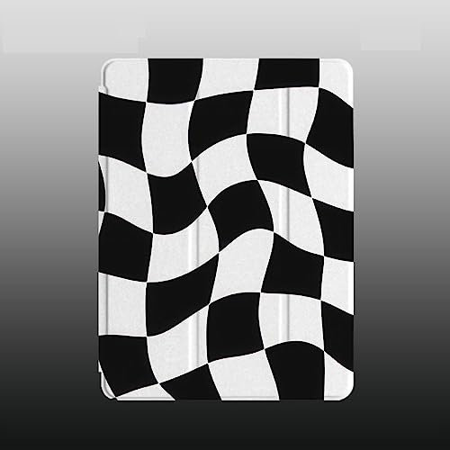 Sparctwer Coque pour Ipad 9ème/8ème/7ème génération Coque 10,2 Pouces 2021/2020/2019 Housse de Protection Mince et légère pour PC pour Ipad 9/8/7-Damier Noir et Blanc personnalisé