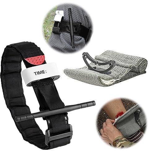 Tourniquet Bandage Set, 3.8 x 95cm Tourniquet Taktische, Emergency Tourniquet, Israeli Tactical Tourniquet, Erste Hilfe Stauschlauch, Notfall Bandage für Wandern Bergsteigen Sport Klettern Camping (1)