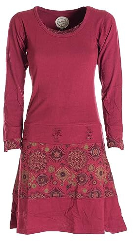 Vishes - Alternative Bekleidung - Langarm Damen Keid Mandala Druck Rundhals Ausschnitt