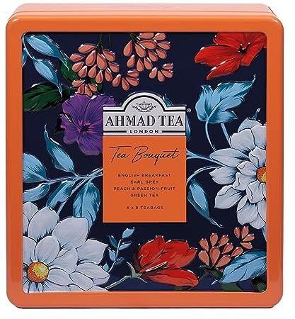 Ahmad Tea Gifts | Black Tea, Green Tea | Perfect tea gift | 32 Teabag Sachets | 4 Flavours