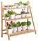 Holdfiturn Foldable Plant Stand 3 Tier Flower Ladder Stand Planter Ladder Stand Indoor Outdoor Garden Ladder Display Shelf Wooden Plant Ladder Storage Display Shelf for Living Room Balcony