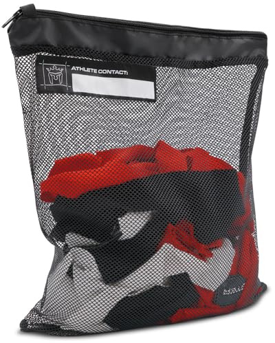 Meister Athlete - Bolsa de lavandería Deportiva de Malla con Cierre de Cremallera, Color Negro