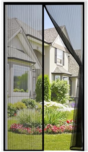 Auxmir Zanzariera Magnetica 110 x 230CM, Tenda Zanzariera Porta Ingresso Cortile, Allargamento Superiore Aggiornamento Anti Insetti Traspirante Chiusura Automatica con Rete Fine, Nero