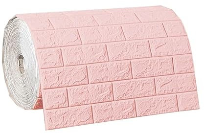 3D Brick Wallpaper, 33 Ft X 2.3 Ft DIY Self Adhesive Wall Tiles, Waterproof Home Decoration, 3D Wall Panel For Kitchen, Bathroom, Living Room (Color : Pink, Size : 70cm*5m)