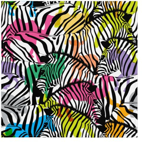Zebra Print Colorful Homes Cloth Napkins 50.8 x 50.8 cm, Zebra Design Cloth Napkin Set of 4 Washable Reusable Table Dinner Napkins for Weddings Parties Holiday Family Dinners